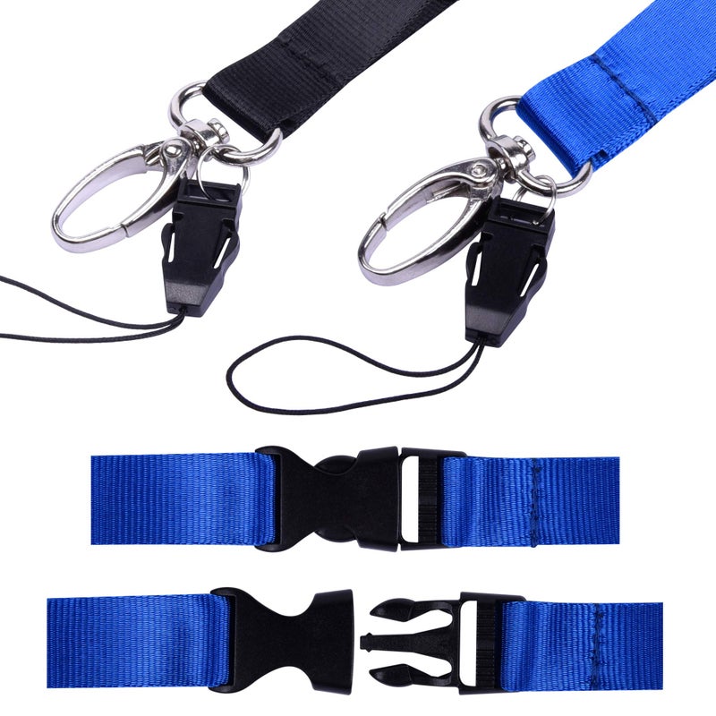 Wisdompro Cruise Lanyard Badge Holder, Wisdompro Vertical 2-Sided 2 Card Slot Waterproof Clear PVC ID Tag Holder with Ziplock and 20.8â€™â€™ Heavy Duty Detachable Neck Strap - 2 Set, Black/Blue - Image 4